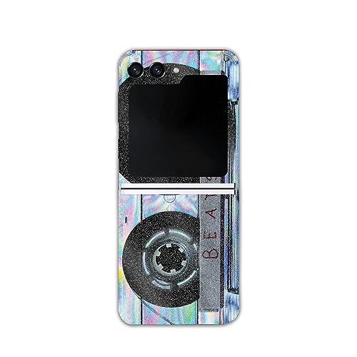 Image of MightySkins Glossy Glitter Skin Compatible with Samsung Galaxy Z Flip 5 Full Wrap - Holo Cassette | Protective, Durable High-Gloss Glitter Finish | Easy to Apply & Change Styles | Made in The USA