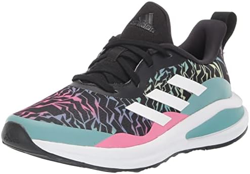 adidas Fortarun Running Shoe, Black/White/Mint Ton, 5 US Unisex Little Kid