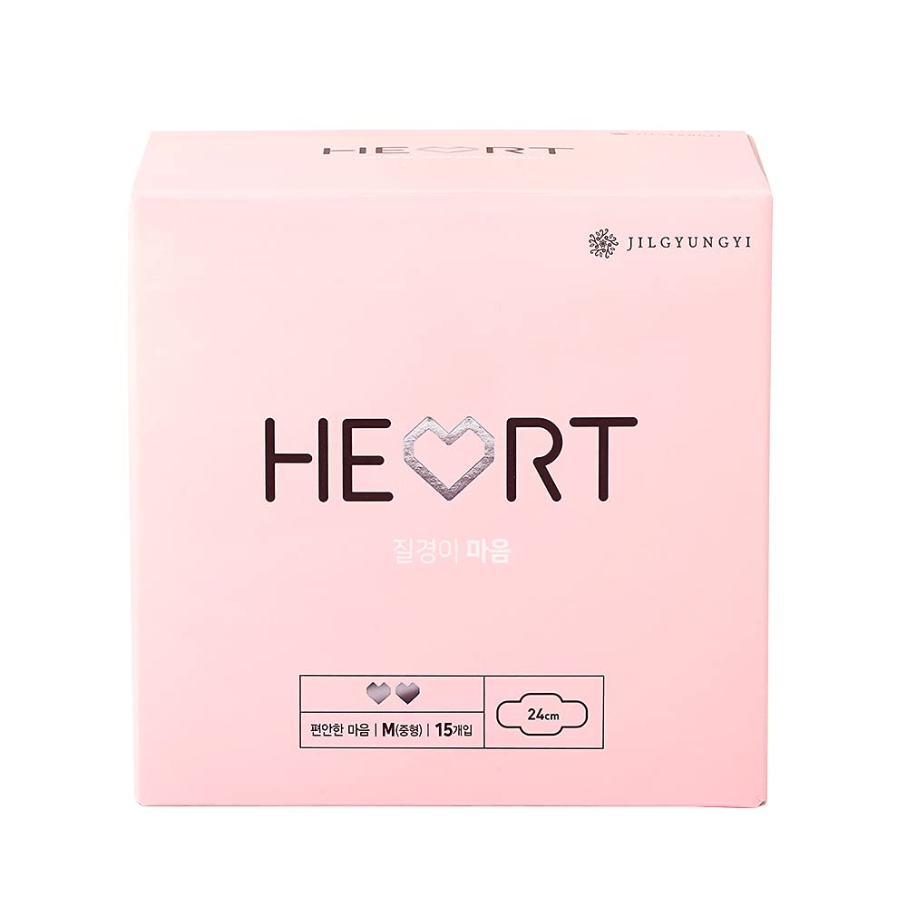 [JGY] Heart Sanitary pad Regular 15pcs. Cornstarch Sheet, Extra Thin, Reduces Skin irritatiion, Complete Three Sided Sealing, an airy pad, Contains no Harmful Formula
