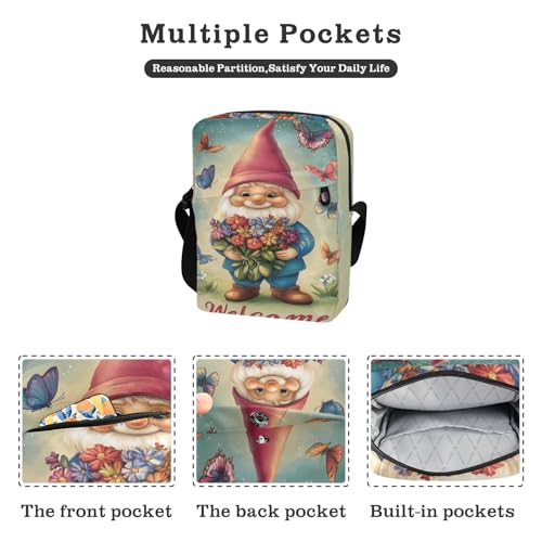 Retro Gnome messenger bag cute Crossbody Small Bag For Women Lady Shoulder Handbags Adjustable Strap for School School2