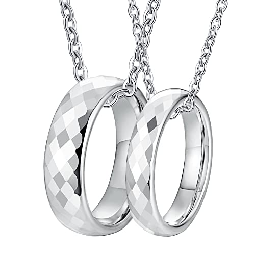 Colliers couple bague tungstène argenté anti rayures durable
