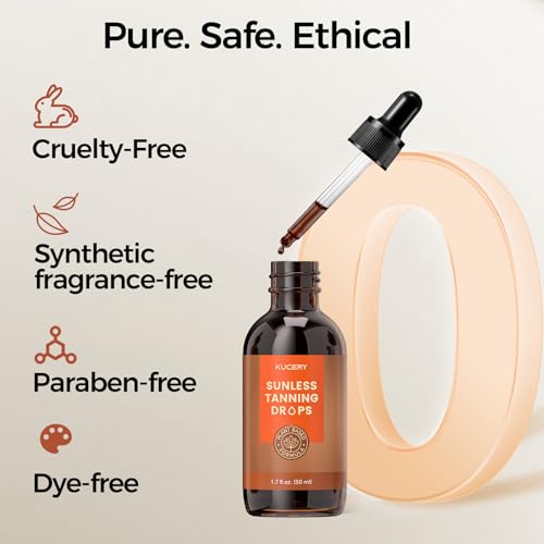 KUCERY Sunless Tanning Drops for Face & Body - Plant Based Self Tanner Drops with Botanical Ingredients, Streak-Free Bronzing Serum, Customizable Glow, 1.7 fl oz (50ml) - Thumbnail 5