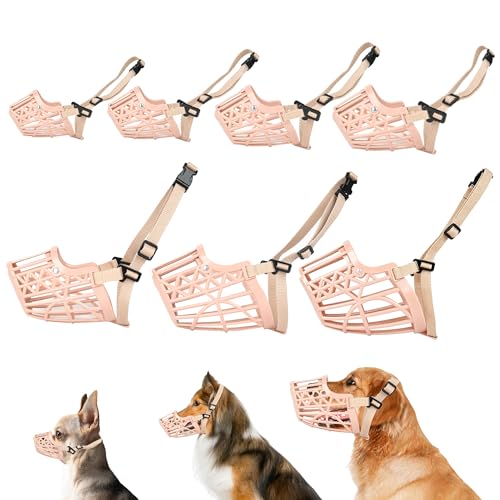 Beikalone Lot de 7 muselières en Plastique pour Chien, Anti-Morsure réglable, Masque de Dressage pour Chien, Cage en Maille, Respirant et Confortable