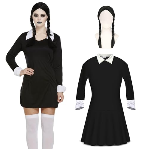Womens Scary Daughter Addams Costume - Adults Gothic School 
