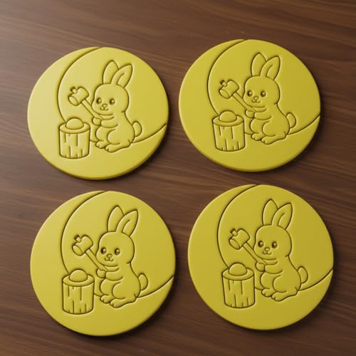 BAKERLOGY Moon Rabbit Making Mochi Cookie Cutter – Mid-Autumn Festival & Tsukimi Bunny Fondant Cutter for Lunar Festival, Mooncake Theme & Asian Folklore Baking