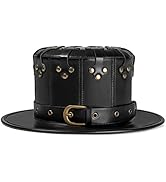 VALICLUD Steampunk Pest Hut Leder Punk Stil Niet Zylinder Halloween Leder Gentleman Hut