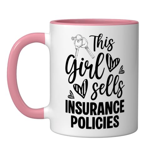 This Girl Sells Insurance Agent Ceramic Mug, Pink/White, 11oz