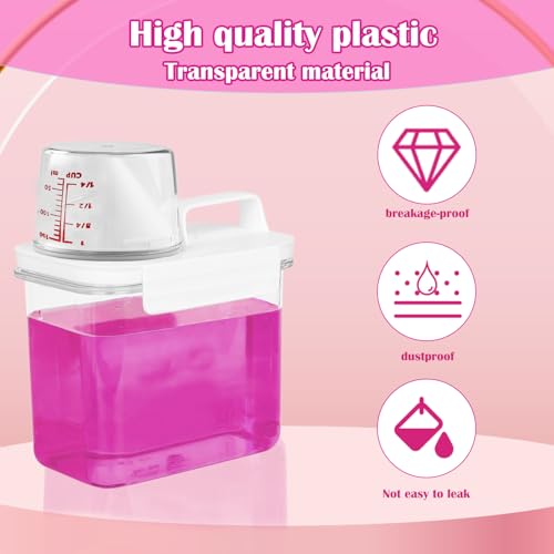 YILANJIN 2 PCS Detergent Dispenser, Laundry Storage Containers with Carry Handle, Measuring Cup, Detergent Container, Cereal Container, Washing Powder Storage for Scent Booster, Laundry Powder 1100ML - Image 6