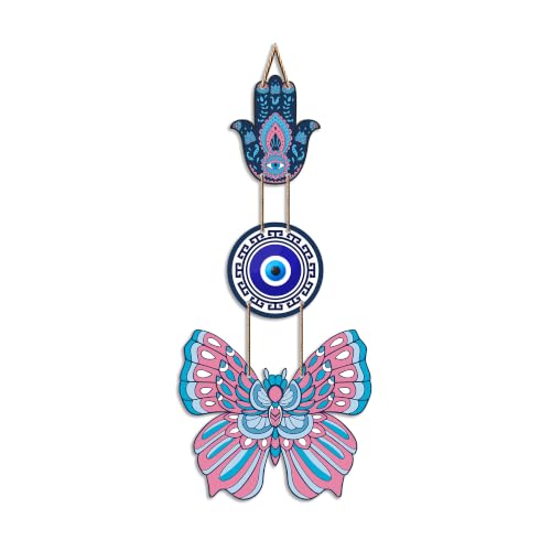 Image of Artvibes Hamsa Hand Butterfly Evil Eye Wall Hanging for Home Entrance | Protective MDF Wall Decor | Decorative Art for Living Room | Bedroom | Office & Main Door | Gift Item (WH 8583N)
