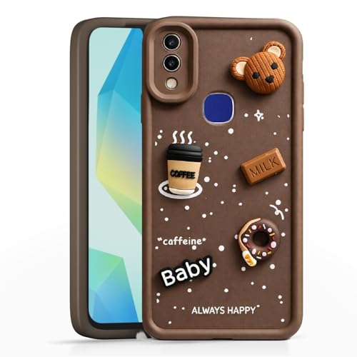 Image of Bintage Case Ball Bear| Donut| Milk Cake| Baby| Coffee Rubber Case Camera Protection Back Cover Compatible for Vivo V11 / Vivo V11i - Brown