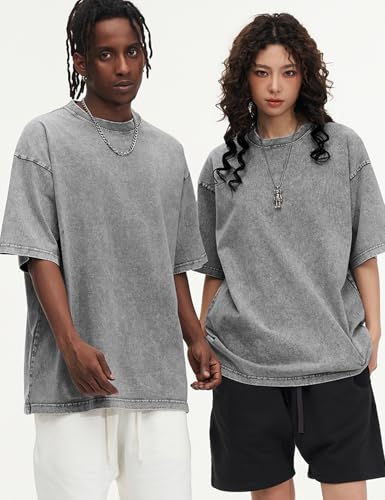 Image of Arssm Men Oversized T Shirts Vintage Tee Loose Fit Short Sleeve Casual Streetwear Baggy Washed Unisex Tops
