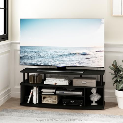 Image of Furinno Jaya 4-Tier TV Stand for TV up to 55 Inch, Blackwood