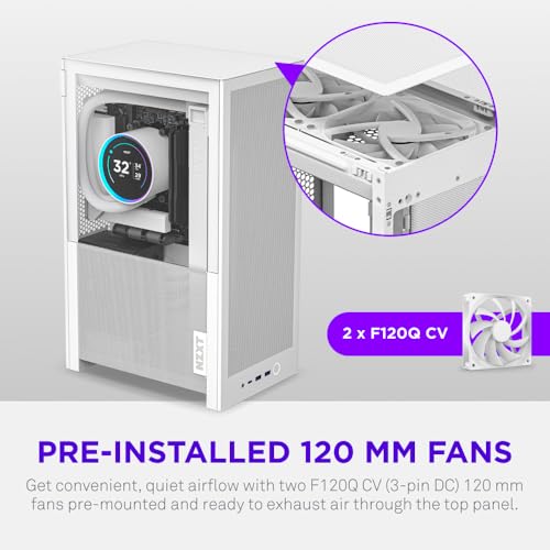 Image of NZXT H2 Flow - Mini-ITX 20.7L Airflow PC Case - White | Compact 20.7L Mini-ITX case with 2 included 120mm top fans and PCIe 5.0 riser. Small-form-factor airflow done right.