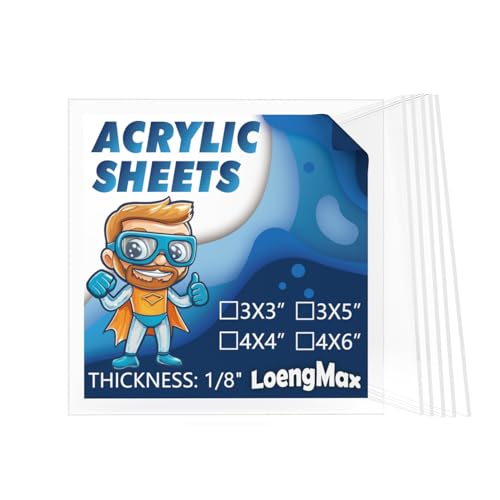 LoengMax 1/8' Thick (3mm) Clear Acrylic Sheet 3' x 3' -...