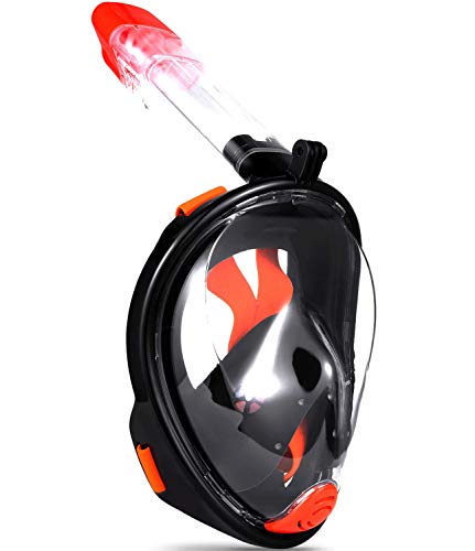 Ranersports 180° GoPro Compatible Full face Snorkel mask with Large Viewing Area,See More