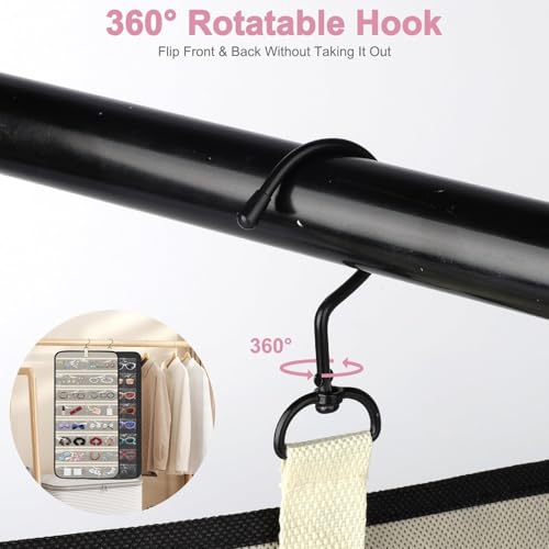 EEEKit Brillen Organizer, Hängende Sonnenbrillen Aufbewahrung mit 360°-Haken, Doppelseitiger Schmuck-Organizer mit 32 Taschen für Tür Schrank