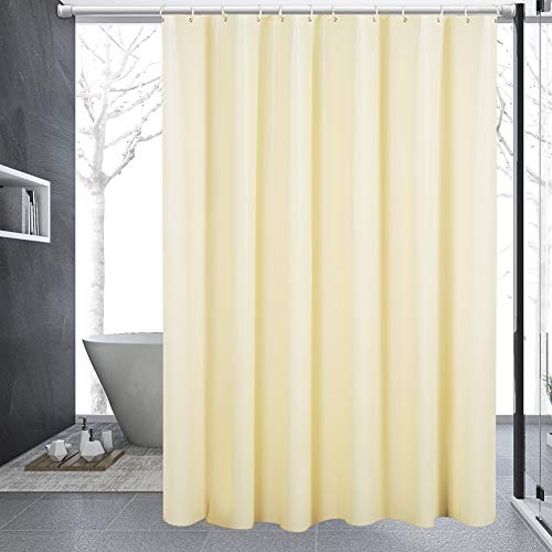Nakeey - Cortina de Ducha, Lavable, de PEVA, Resistente al Agua, antimoho, antibacteriana, rizos para Ducha y bañera, 180 x 200 cm, con 12 Anillos de Cortina de Ducha, Beige, 180 x 200 cm