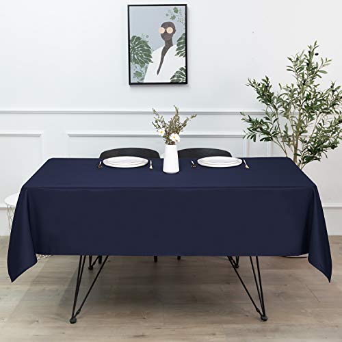 Image of sancua Rectangle Tablecloth - 54 x 78 Inch - Stain and Wrinkle Resistant Washable Polyester Table Cloth, Decorative Fabric Table Cover for Dining Tables, Buffet Parties and Camping, Navy