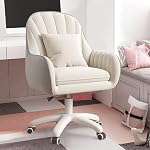 Home Office Chair Computer Chair with Mid-Back Upholstered Modern Tufted Computer Task Chair Swivel Height Adjustable Velvet Accent Chair Suitable for Bedroom,Study,Beige