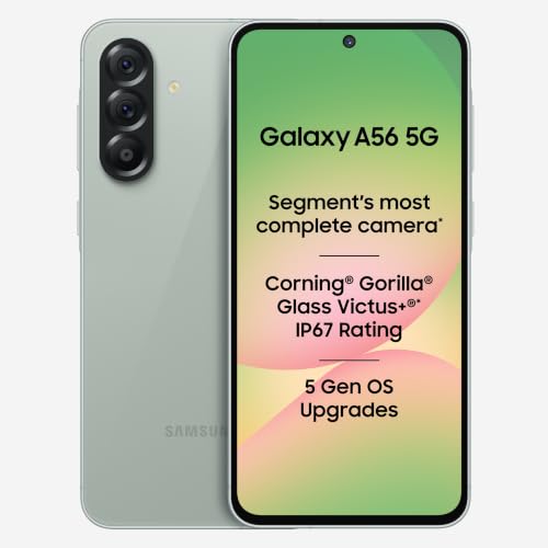 Image of Samsung Galaxy A56 5G (Awesome Olive, 8GB, 128GB) | Segment Most Complete Triple Camera | AI Editing | 4nm Processor | sAMOLED Display| Gorilla Glass Victus+| 5 Gen OS Upgrades