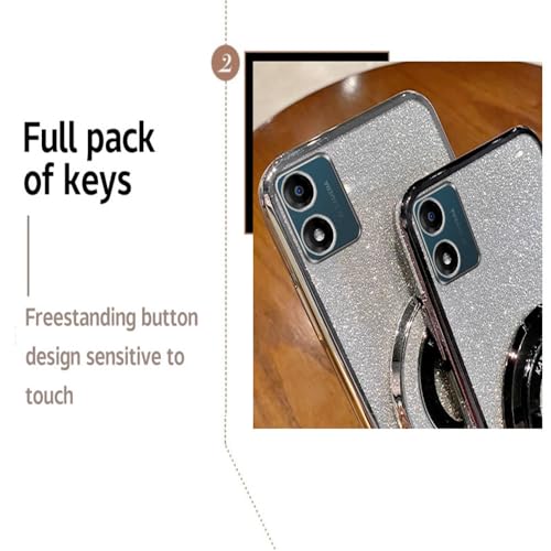 SIYOPINPFY Case for Motorola Moto E13, Glitter Sparkly Diamond Luxury Plating, TPU Soft Cover, Magnetic Ring Stand Holder - Image 3