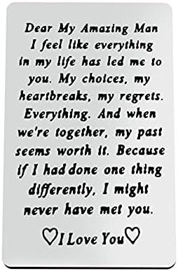 Engraved Wallet Insert Card for Boyfriend Husband Valentines Day Gifts for Men Christmas Birthday Gifts Wedding Anniversary Card Gifts I Love You Gifts for Him Fiance