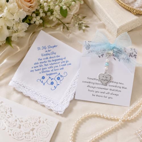 Image of MIXJOY Something Blue Gift for Bride, Wedding Day Bridal Blue Pearl Angel Wings Bouquet Garter Charm for Bride to Be