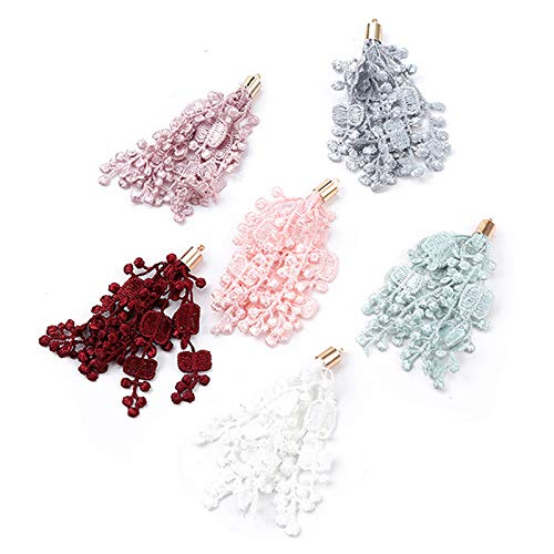 VIIRY 12pcs Tassels Mix Color Style Fashion Soft Silk Lace Tassels Fit for Jewelry Making DIY Accessories(6 Pairs)