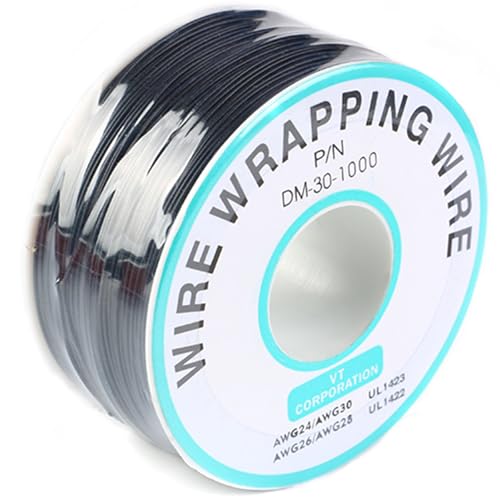 Black Electronic Wire DM-30-1000 - 30 AWG Single Core Tinned Copp...