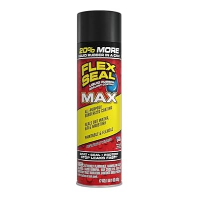 Flex Seal MAX, 17 oz, 1-Pack, Black, Stop Leaks Instantly, Waterproof Rubber Spray On Sealant Coating, Perfect for Gutters, Wood, RV, Campers, Roof Repair, Skylights, Windows, and More