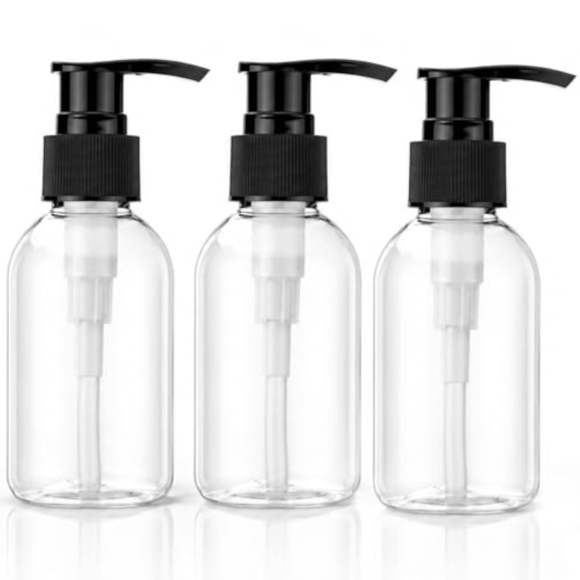 3 Pack 3.4oz Empty Pump Bottles Clear Lotion Dispensers