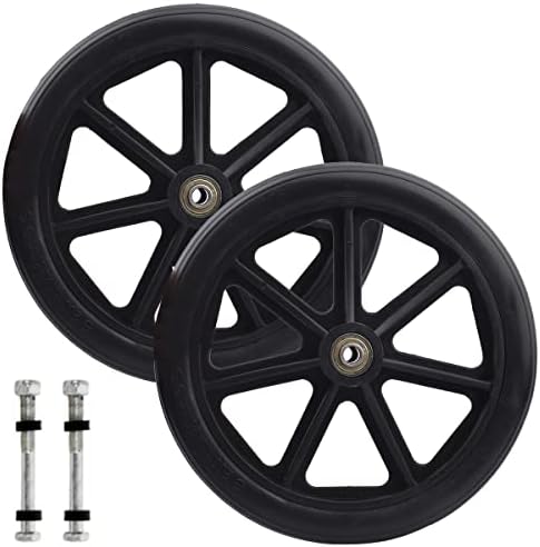 SAMOEY 2PCS 8" x 1" Front Wheelchair Wheel, 5/16" (8 mm) Bearing Solid Replacement Wheels for Wheelchairs, Rollators, Walkers (8 Inch)