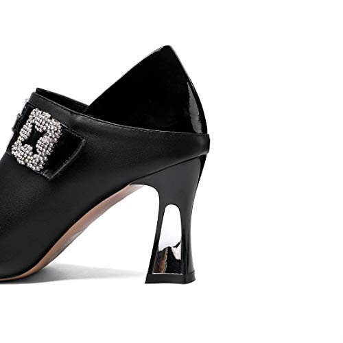 TinaCus Women's Handmade Pointed Toe Genuine Leather Sexy High Heel Glitter Square Decor Plus-Size Pump Shoes3