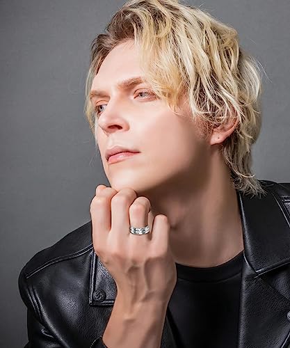 9Pcs 8MM Stainless Steel Band Rings for Men Women Chain Rings Simple Brushed Wedding Engagement Rings Set 7-132