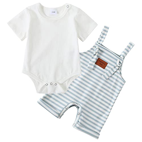 Image of nilikastta Newborn Baby Boy Clothes Infant Boy 2Pcs Top Romper Bodysuit Set 0-18 Months Overalls