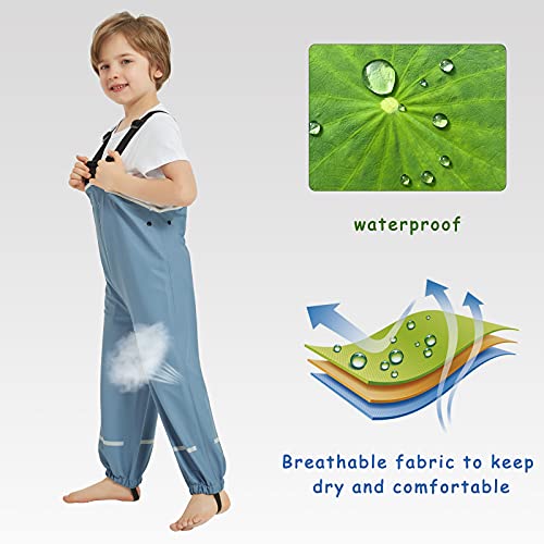 Image of Kids Unisex Rain Pants, Green, Size 2-9 Years