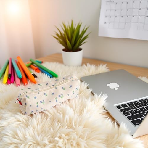 Image of Jowxsx Blue Women Fresh Style Pencil Bag Pencil Case Pen Holder Coin Pouch, Pen Simple Cosmetic Storage Bags Makeup Bag Office Stationery Organizer Pencil and Marker Cases