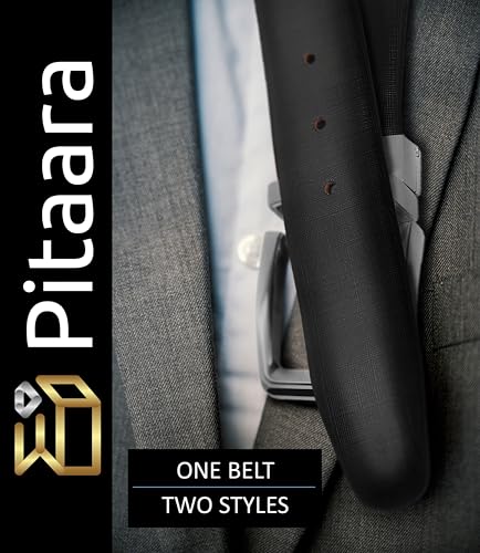 Pitaara Genuine Leather Reversible Belt For Men, Crossline Pattern (Black/Brown)3