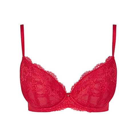 Ann Summers Sexy Lace Planet Plunge Bra for Women with Underwire Padded  Cups and a Charm Detail - Push up Bra - Removable Pads - Everyday Bra - Red Cover