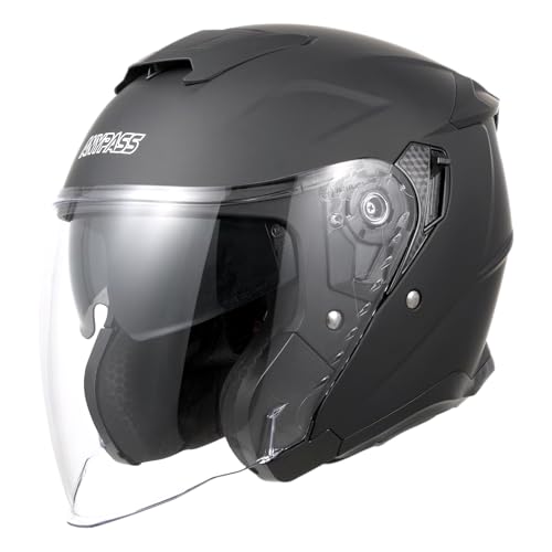 ANYPASS Casque Jet pour Scooter avec Visière, Écran Solaire, Doublure Amovible, Homologué ECE...