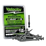 Velocity Exterior 2 1/2 Wood Screws DIY Pack (Size #10) Fence Screws for Wood, Stick Tight Technology, Made with Carbon Steel, Includes 1 Hexstix Drive Bit (60 Pieces)