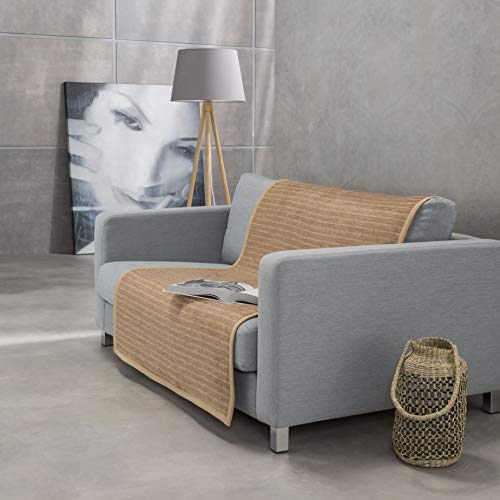 Ibena Fano Sofaschoner 100x200 cm – Sofaschutz braun Camel, toller Couchschoner aus hochwertiger Baumwollmischung, kuschelweich und pflegeleicht