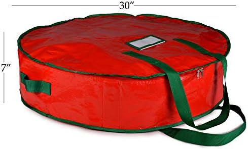 Christmas Wreath Storage Bag - 30" X 7" - Durable Tarp Material, Zippered, Reinforced Handle and Easy to Slip the wreath In and Out. Protect Your Holiday Wreath from Dust, Insects, and Moisture.