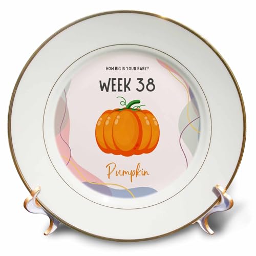 3dRose Image of Pumpkin How Big is Your Baby Week 38 - Plates (cp-388490-1)