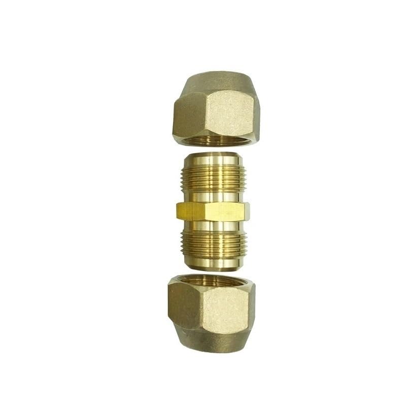 1PC Straight Flare Connecting Pipe Fitting Adapter, Brass Air Conditioner Coupling Forged UNF Thread Male to Male with Nut(1/2 x 3/4 inch)