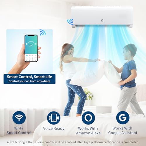 Image of Garvee 20K BTU Dual Zone Mini Split AC /Heating System, 20 SEER2 Ductless 2 Zone Wall Mounted Mini Split Air Conditioner, 9000 + 12000 BTU with Wifi, No Copper Tube Line Set Included-208-230V