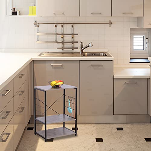 eSituro Eiken keuken Plank Vrijstaande Rekken Unit Metalen Lage rekken 3 lagen Opslag Organizer Chic Hout Planken Vloer… - Image 4