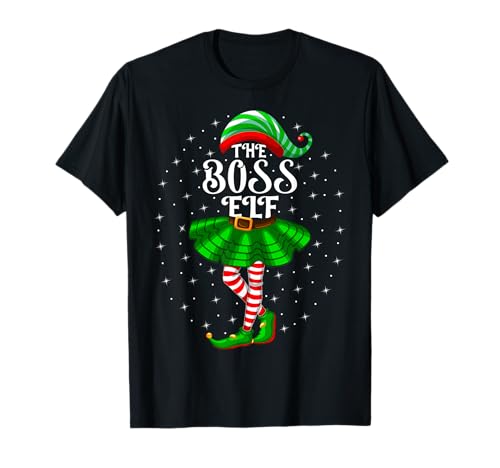 Boss Elf Christmas Family Matching Women Girls Xmas Party T-Shirt