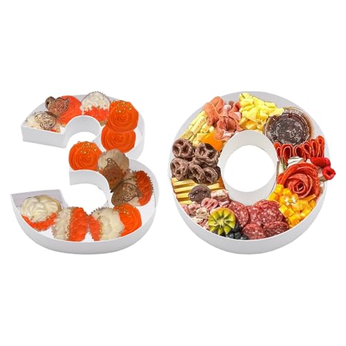 Alkiuyfv 8in Fillable Paper Mache Number Cardboard Letter Birthday Charcuterie Treat Candy Tray Container (30)