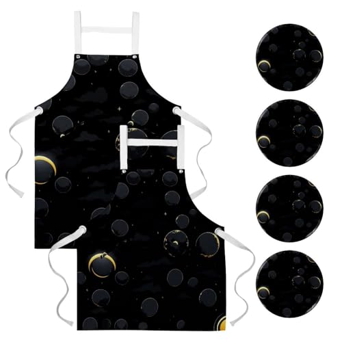 Tabliers de cuisine espace noir imperméables : cuisinez en duo sous les étoiles